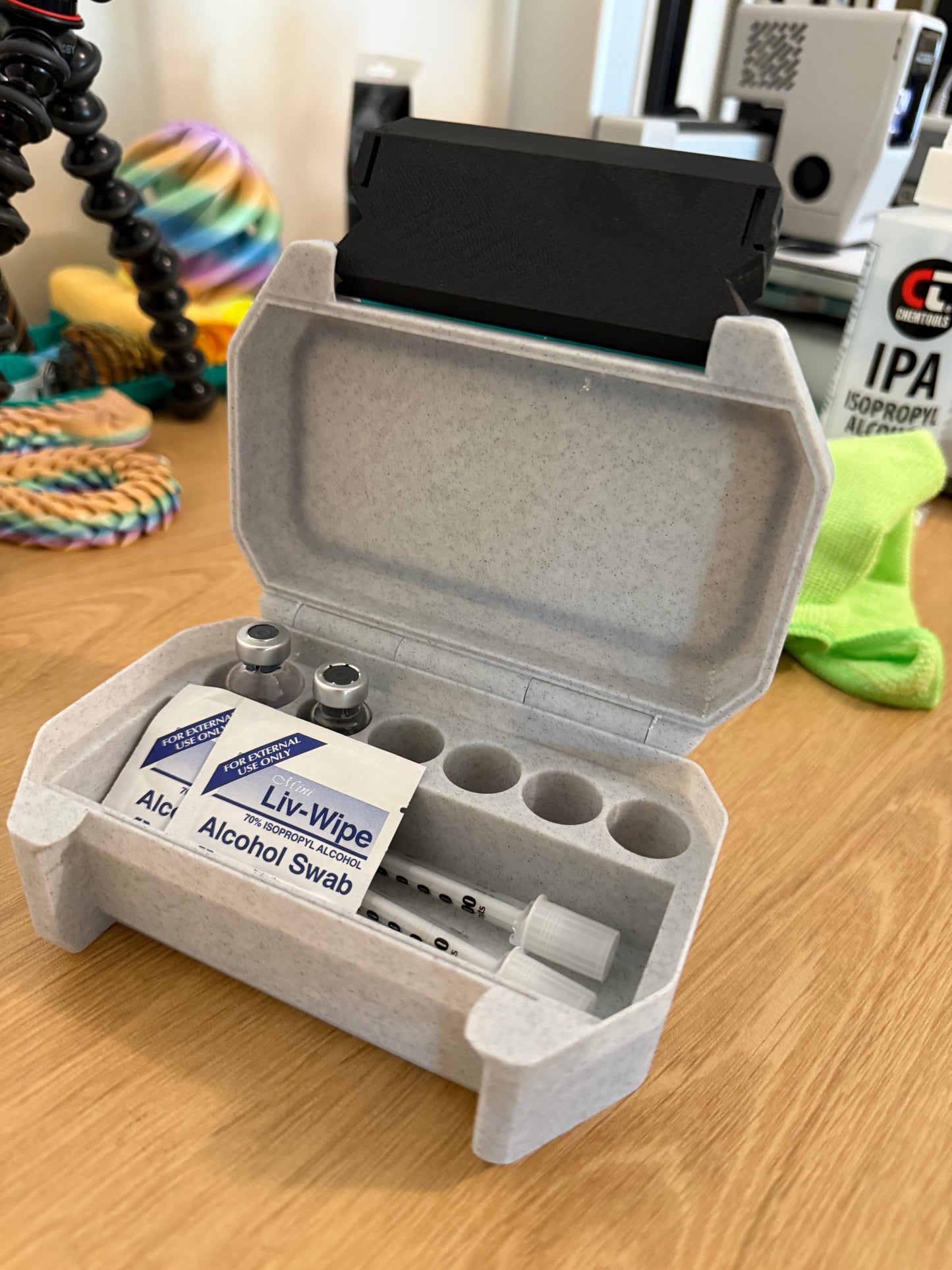 Lockable Medication Storage Case with Vial & Syringe Organiser | 3D Printed