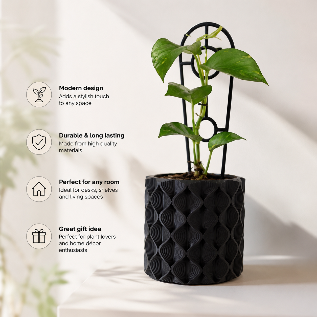 Modern 3D Printed Geometric Plant Pot | Indoor Planter for Home & Office