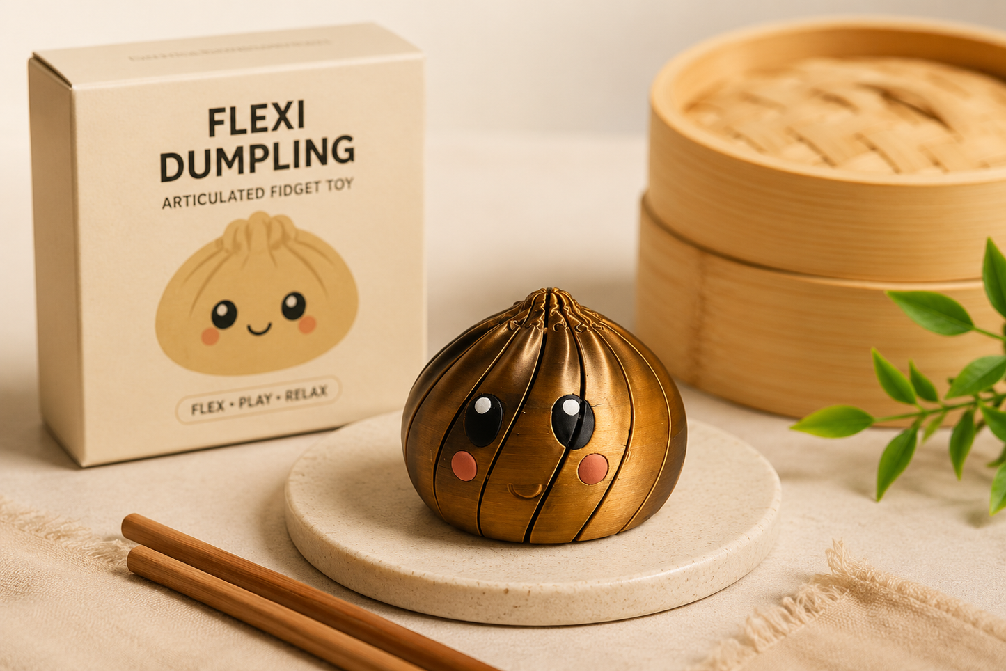 Flexi Dumpling Articulated 3D Printed Fidget Toy | Cute Desk Toy