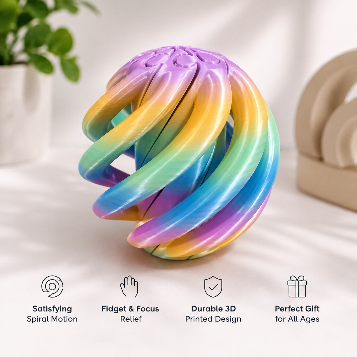 Spiral Fidget Ball – 3D Printed Sensory Stress Relief Toy