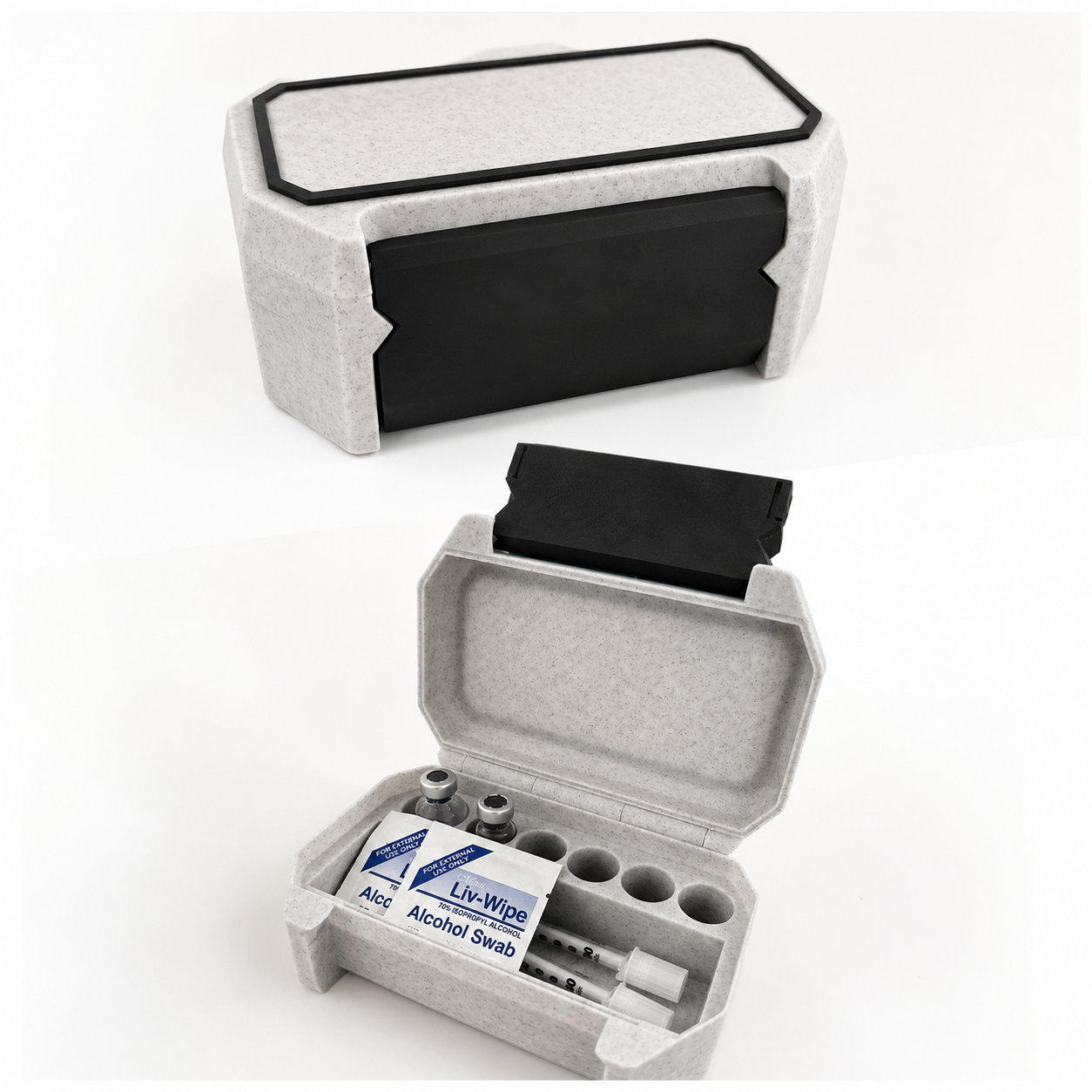 Lockable Medication Storage Case with Vial & Syringe Organiser | 3D Printed