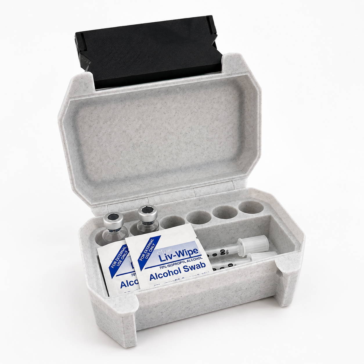 Lockable Medication Storage Case with Vial & Syringe Organiser | 3D Printed